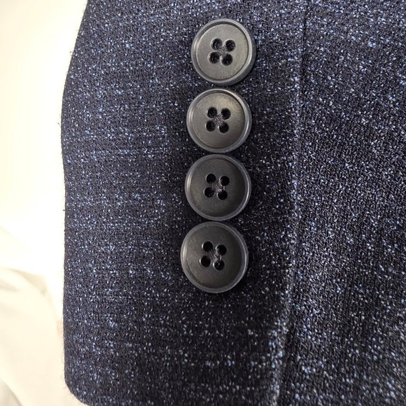 Calvin Klein Mens Navy Blue Textured Two Button Blazer Sport Coat Notch Lapel - Picture 3 of 6